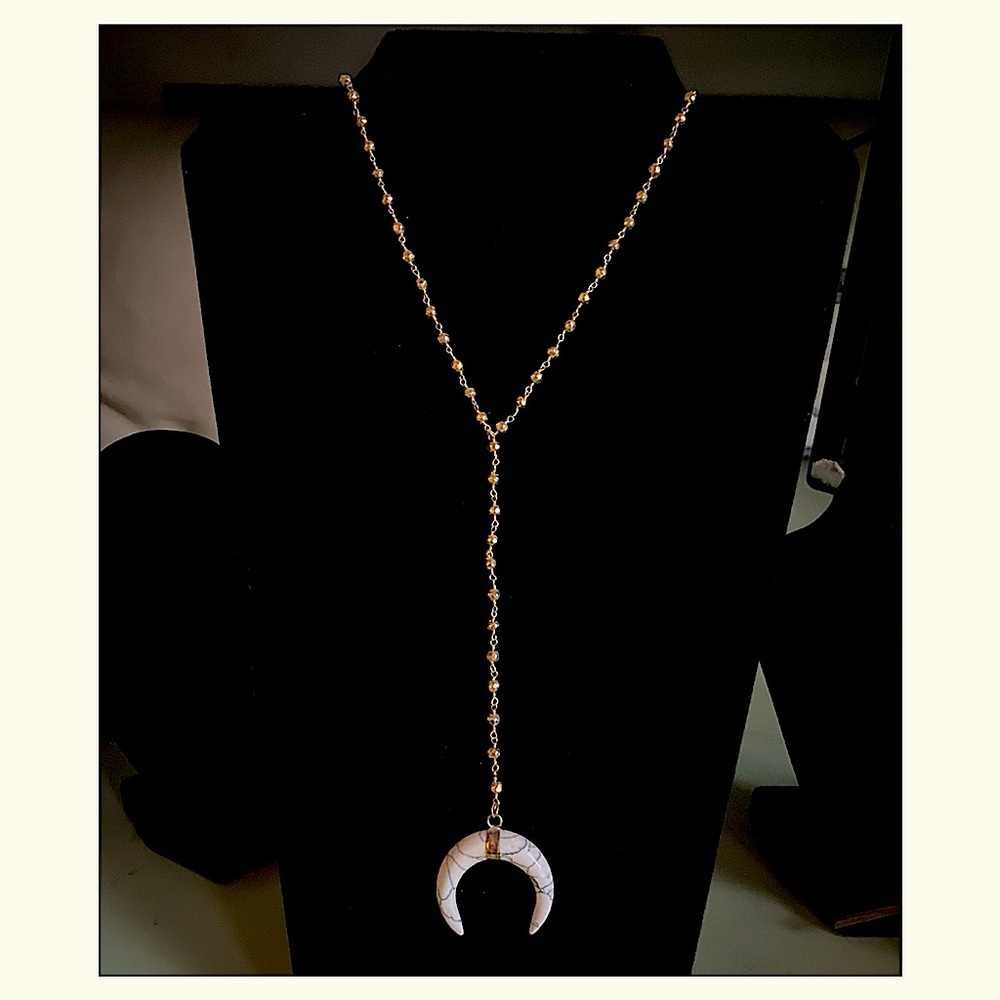 Marble Crescent Gold Necklace
